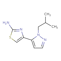 Chemical structure of 4-[1-(2-methylpropyl)-1H-pyrazol-5-yl]-1,3-thiazol-2-amine - CSSB00102965763