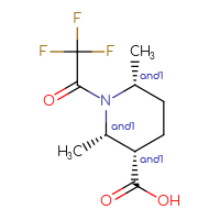 Chemical structure of rac-(2R,3R,6S)-2,6-dimethyl-1-(2,2,2-trifluoroacetyl)piperidine-3-carboxylic acid - CSSB02125778910
