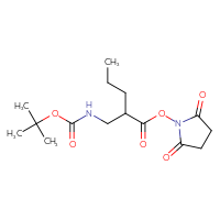Chemical structure of 2,5-dioxopyrrolidin-1-yl 2-({[(tert-butoxy)carbonyl]amino}methyl)pentanoate - CSSB17484213767