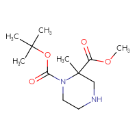 Chemical structure of 1-tert-butyl 2-methyl 2-methylpiperazine-1,2-dicarboxylate - CSSB06258573199