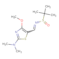 Chemical structure of (S)-N-{[2-(dimethylamino)-4-methoxy-1,3-thiazol-5-yl]methylidene}-2-methylpropane-2-sulfinamide - CSSB00035169288