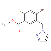 Chemical structure of methyl 4-bromo-2-fluoro-5-[(1H-pyrazol-1-yl)methyl]benzoate - CSSB21332111744