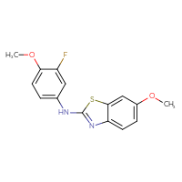 Chemical structure of N-(3-fluoro-4-methoxyphenyl)-6-methoxy-1,3-benzothiazol-2-amine - CSSB00020652179