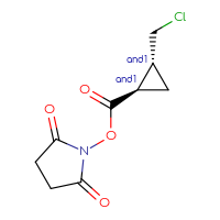 Chemical structure of rac-2,5-dioxopyrrolidin-1-yl (1R,2R)-2-(chloromethyl)cyclopropane-1-carboxylate - CSSB17484214272