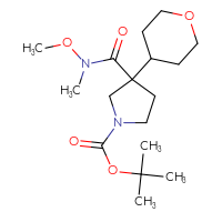 Chemical structure of tert-butyl 3-[methoxy(methyl)carbamoyl]-3-(oxan-4-yl)pyrrolidine-1-carboxylate - CSSB01148880623