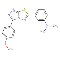 Chemical structure of 3-[3-(4-methoxyphenyl)-[1,2,4]triazolo[3,4-b][1,3,4]thiadiazol-6-yl]-N,N-dimethylaniline - CSSB00121624200