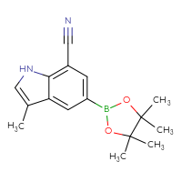 Chemical structure of 3-methyl-5-(4,4,5,5-tetramethyl-1,3,2-dioxaborolan-2-yl)-1H-indole-7-carbonitrile - CSSB00134825372