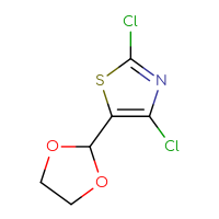 Chemical structure of 2,4-dichloro-5-(1,3-dioxolan-2-yl)-1,3-thiazole - CSSB00000757888