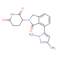 Chemical structure of 3-[7-(1,3-dimethyl-1H-pyrazol-5-yl)-1-oxo-2,3-dihydro-1H-isoindol-2-yl]piperidine-2,6-dione - CSSB06588585630