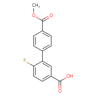 Chemical structure of 6-fluoro-4'-(methoxycarbonyl)-[1,1'-biphenyl]-3-carboxylic acid - CSSB00150702897