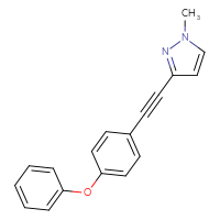 Chemical structure of 1-methyl-3-[2-(4-phenoxyphenyl)ethynyl]-1H-pyrazole - CSSB21298173965