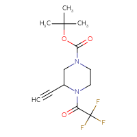 Chemical structure of tert-butyl 3-ethynyl-4-(2,2,2-trifluoroacetyl)piperazine-1-carboxylate - CSSB08339955459