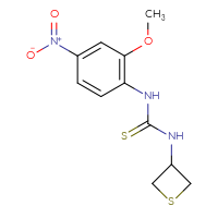 Chemical structure of 1-(2-methoxy-4-nitrophenyl)-3-(thietan-3-yl)thiourea - CSSB21432495525