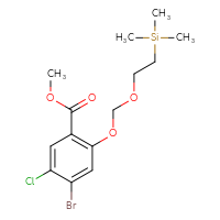 Chemical structure of methyl 4-bromo-5-chloro-2-{[2-(trimethylsilyl)ethoxy]methoxy}benzoate - CSSB21432563624