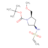 Chemical structure of tert-butyl (2R,4R)-4-ethenesulfonamido-2-(methoxymethyl)pyrrolidine-1-carboxylate - CSSB20586499024