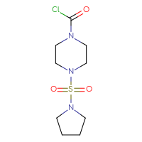 Chemical structure of 4-(pyrrolidine-1-sulfonyl)piperazine-1-carbonyl chloride - CSSB21224773476