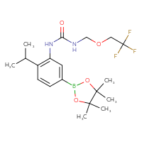 Chemical structure of 1-[2-(propan-2-yl)-5-(4,4,5,5-tetramethyl-1,3,2-dioxaborolan-2-yl)phenyl]-3-[(2,2,2-trifluoroethoxy)methyl]urea - CSSB21332058125