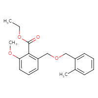 Chemical structure of ethyl 2-methoxy-6-{[(2-methylphenyl)methoxy]methyl}benzoate - CSSB06446558315