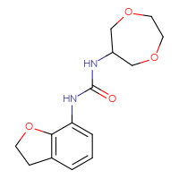 Chemical structure of 3-(2,3-dihydro-1-benzofuran-7-yl)-1-(1,4-dioxepan-6-yl)urea - CSSB02027638691
