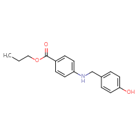 Chemical structure of propyl 4-{[(4-hydroxyphenyl)methyl]amino}benzoate - CSSB20547950090