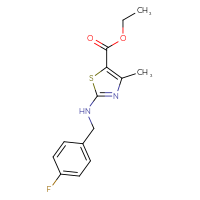 Chemical structure of ethyl 2-{[(4-fluorophenyl)methyl]amino}-4-methyl-1,3-thiazole-5-carboxylate - CSSB00000697043