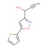 Chemical structure of 1-[5-(thiophen-2-yl)-1,2-oxazol-3-yl]prop-2-yn-1-ol - CSSB21246453268
