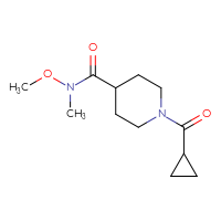 Chemical structure of 1-cyclopropanecarbonyl-N-methoxy-N-methylpiperidine-4-carboxamide - CSSB00000405716