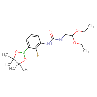 Chemical structure of 3-(2,2-diethoxyethyl)-1-[2-fluoro-3-(4,4,5,5-tetramethyl-1,3,2-dioxaborolan-2-yl)phenyl]urea - CSSB21332057958