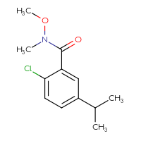 Chemical structure of 2-chloro-N-methoxy-N-methyl-5-(propan-2-yl)benzamide - CSSB15027630812