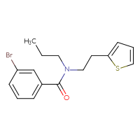 Chemical structure of 3-bromo-N-propyl-N-[2-(thiophen-2-yl)ethyl]benzamide - CSSB02043312889