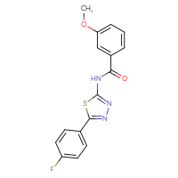 Chemical structure of N-[5-(4-fluorophenyl)-1,3,4-thiadiazol-2-yl]-3-methoxybenzamide - CSSB00121661104