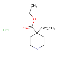 Chemical structure of ethyl 4-ethenylpiperidine-4-carboxylate hydrochloride - CSSB21043417952