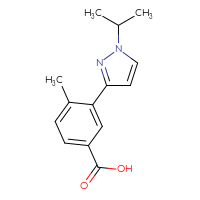 Chemical structure of 4-methyl-3-[1-(propan-2-yl)-1H-pyrazol-3-yl]benzoic acid - CSSB01767016863