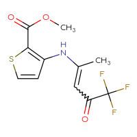 Chemical structure of methyl 3-[(5,5,5-trifluoro-4-oxopent-2-en-2-yl)amino]thiophene-2-carboxylate - CSSB02125603880