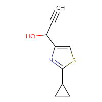 Chemical structure of 1-(2-cyclopropyl-1,3-thiazol-4-yl)prop-2-yn-1-ol - CSSB02126294173