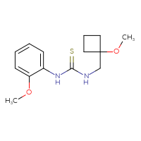 Chemical structure of 3-[(1-methoxycyclobutyl)methyl]-1-(2-methoxyphenyl)thiourea - CSSB02017240829