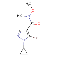 Chemical structure of 5-bromo-1-cyclopropyl-N-methoxy-N-methyl-1H-pyrazole-4-carboxamide - CSSB14994969641