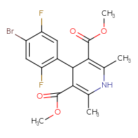 Chemical structure of 3,5-dimethyl 4-(4-bromo-2,5-difluorophenyl)-2,6-dimethyl-1,4-dihydropyridine-3,5-dicarboxylate - CSSB20539823550