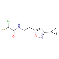Chemical structure of 2-chloro-N-[2-(3-cyclopropyl-1,2-oxazol-5-yl)ethyl]-2-fluoroacetamide - CSSB21332052958