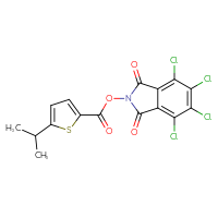 Chemical structure of 4,5,6,7-tetrachloro-1,3-dioxo-2,3-dihydro-1H-isoindol-2-yl 5-(propan-2-yl)thiophene-2-carboxylate - CSSB20271123987