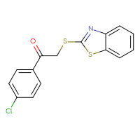 Chemical structure of 2-(1,3-benzothiazol-2-ylsulfanyl)-1-(4-chlorophenyl)ethan-1-one - CSSB00027938591