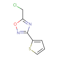 Chemical structure of 5-(chloromethyl)-3-(thiophen-2-yl)-1,2,4-oxadiazole - CSSB00000185282