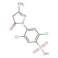 Chemical structure of 2,5-dichloro-4-(3-methyl-5-oxo-4,5-dihydro-1H-pyrazol-1-yl)benzene-1-sulfonic acid - CSSB00016997528