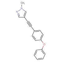 Chemical structure of 1-methyl-4-[2-(4-phenoxyphenyl)ethynyl]-1H-pyrazole - CSSB21298174689