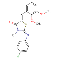 Chemical structure of (2E,5Z)-2-[(4-chlorophenyl)imino]-5-[(2,3-dimethoxyphenyl)methylidene]-3-methyl-1,3-thiazolidin-4-one - CSSB02267486542