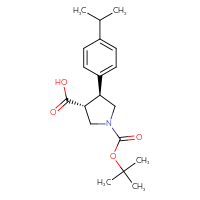Chemical structure of (3R,4S)-1-[(tert-butoxy)carbonyl]-4-[4-(propan-2-yl)phenyl]pyrrolidine-3-carboxylic acid - CSSB00161151189