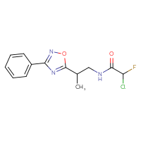 Chemical structure of 2-chloro-2-fluoro-N-[2-(3-phenyl-1,2,4-oxadiazol-5-yl)propyl]acetamide - CSSB21332054029