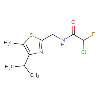 Chemical structure of 2-chloro-2-fluoro-N-{[5-methyl-4-(propan-2-yl)-1,3-thiazol-2-yl]methyl}acetamide - CSSB21332169038