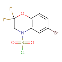 Chemical structure of 6-bromo-2,2-difluoro-3,4-dihydro-2H-1,4-benzoxazine-4-sulfonyl chloride - CSSB21224772459