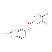 Chemical structure of 3-fluoro-4-methyl-N-(2-methyl-1,3-benzoxazol-5-yl)benzamide - CSSB00027064772
